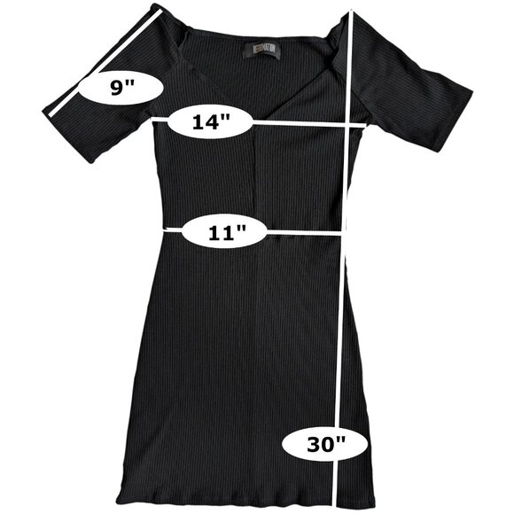 Reformation Cuba Ribbed Bodycon Mini Dress Black | S - Picture 7 of 7